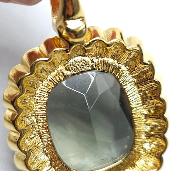 Joan Rivers Vintage Orange Green Glass Necklace Pendant Large 2.25 in - Picture 4 of 5